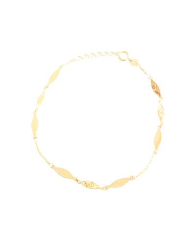 Złota bransoletka 14K próby 585 z płaskimi i ażurowymi owalnymi elementami. Regulowana długość 17–19 cm. Delikatna, kobieca, elegancka – idealna na każdą okazję.
